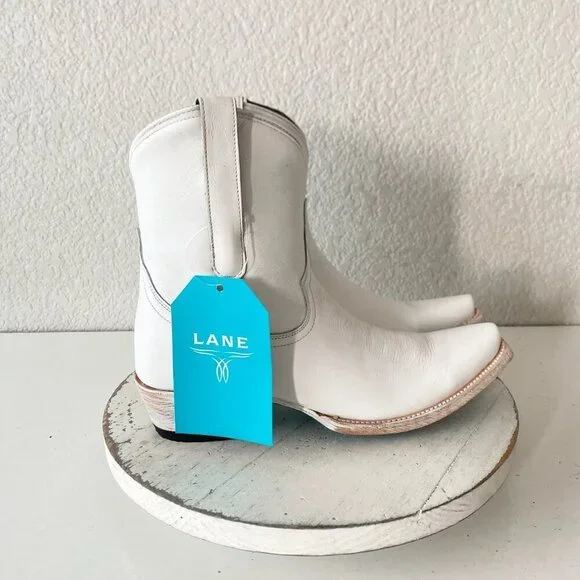 Lane EMMA JANE Womens Cowboy Bootie 7.5 White Western Cowgirl Short Ankle Boots - Picture 2 of 11